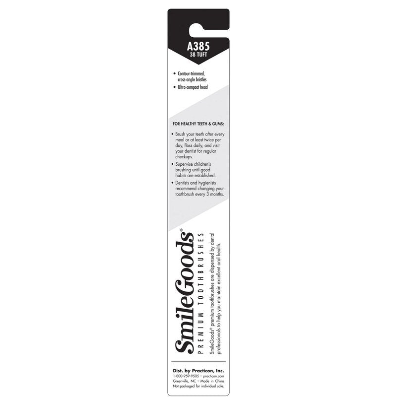 SmileGoods A385 Toothbrush, 38 Tuft, Soft Bristle, 72 Individually Packaged Premium Toothbrushes, Assorted Colors Bulk Pack of 72