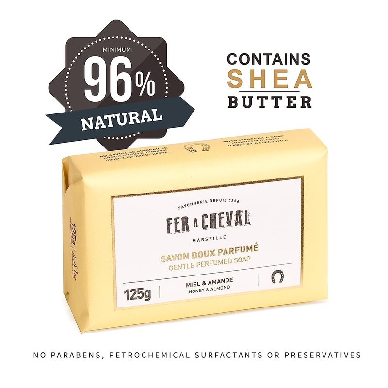 Gentle Perfumed Soap Bars - Organic Moisturizing Body Soap for Men & Women | Honey & Almond, 125g/4.41oz, Pack of 2