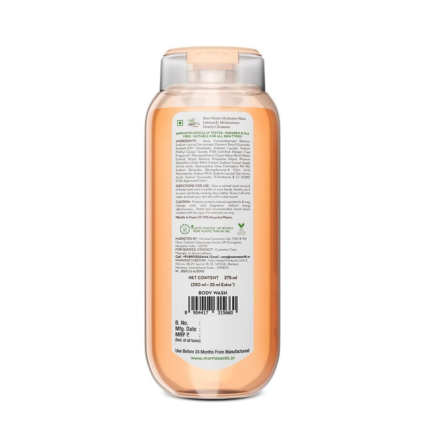 MAMAEARTH Rice Water Moisturizing Body Wash with Rice Water & Hydrating Lily, 9.30 Fl Oz (275 ml)