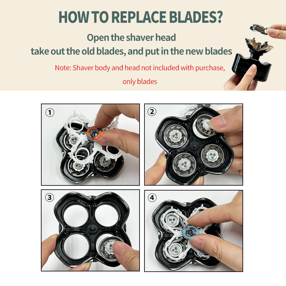 Shaver Replacement Blades for Skull Shaver Pitbull Replacement Blade,Replacement Heads for Pitbull Gold/Silver/Platinum Pro Shaver (8 Blades)