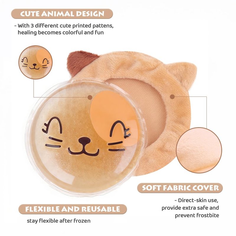 Hilph Kids Ice Packs for Boo Boos, FSA Eligible, HSA Approved, 3 Gel Toddler Cold Packs with Cute Cover for Injuries Reusable, Hot Cold Compress for Pain Relief, Toothache, Wisdom Teeth, Fever