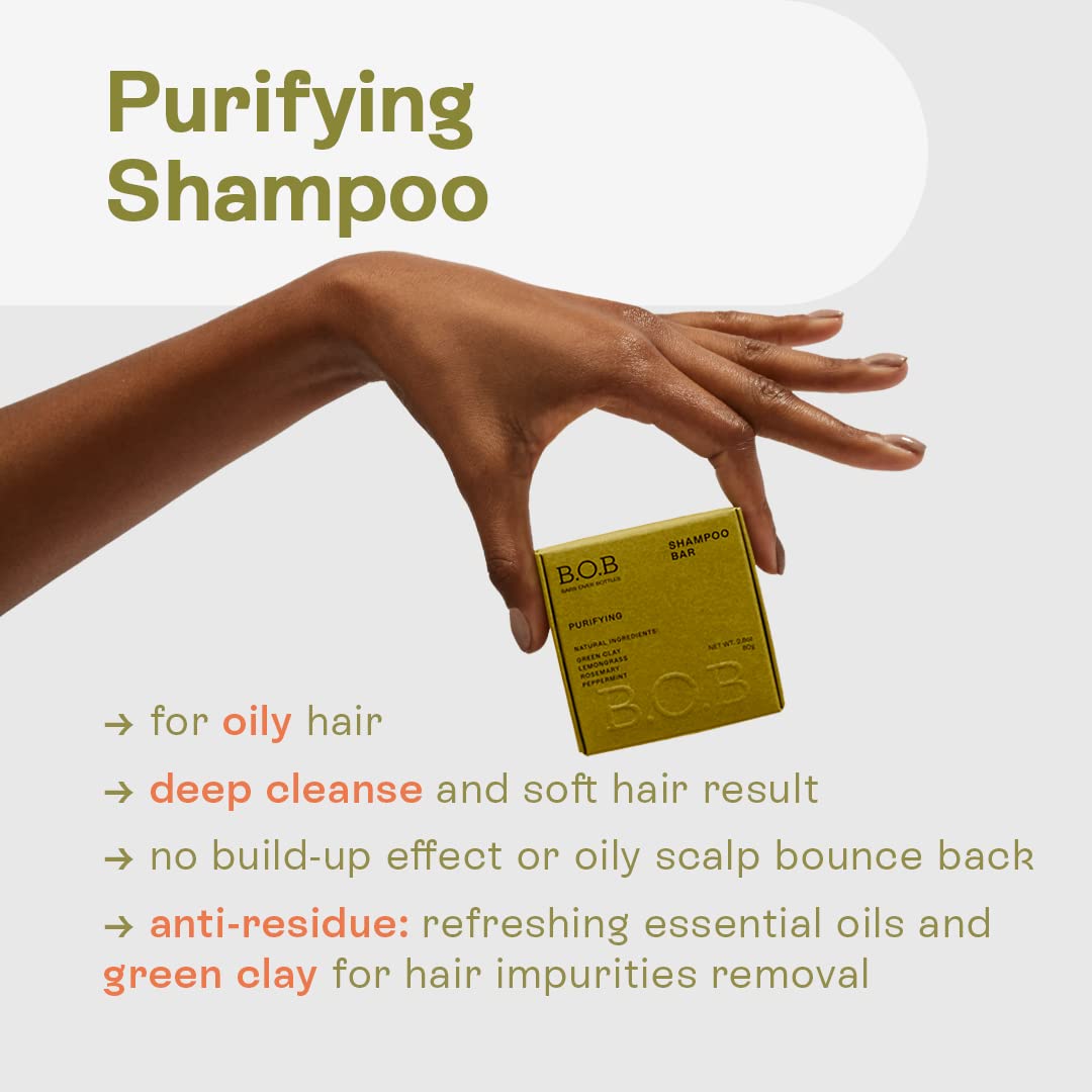 Purifying Shampoo Bar & Balanced Moisture Conditioner Bar - Oil Control Hair Care | Vegan & Eco-Friendly