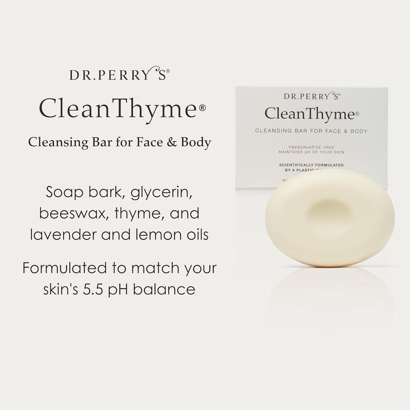 Dr. Perry's CleanThyme Cleansing Bar - All-Natural Face & Body Soap | 4.6 Oz