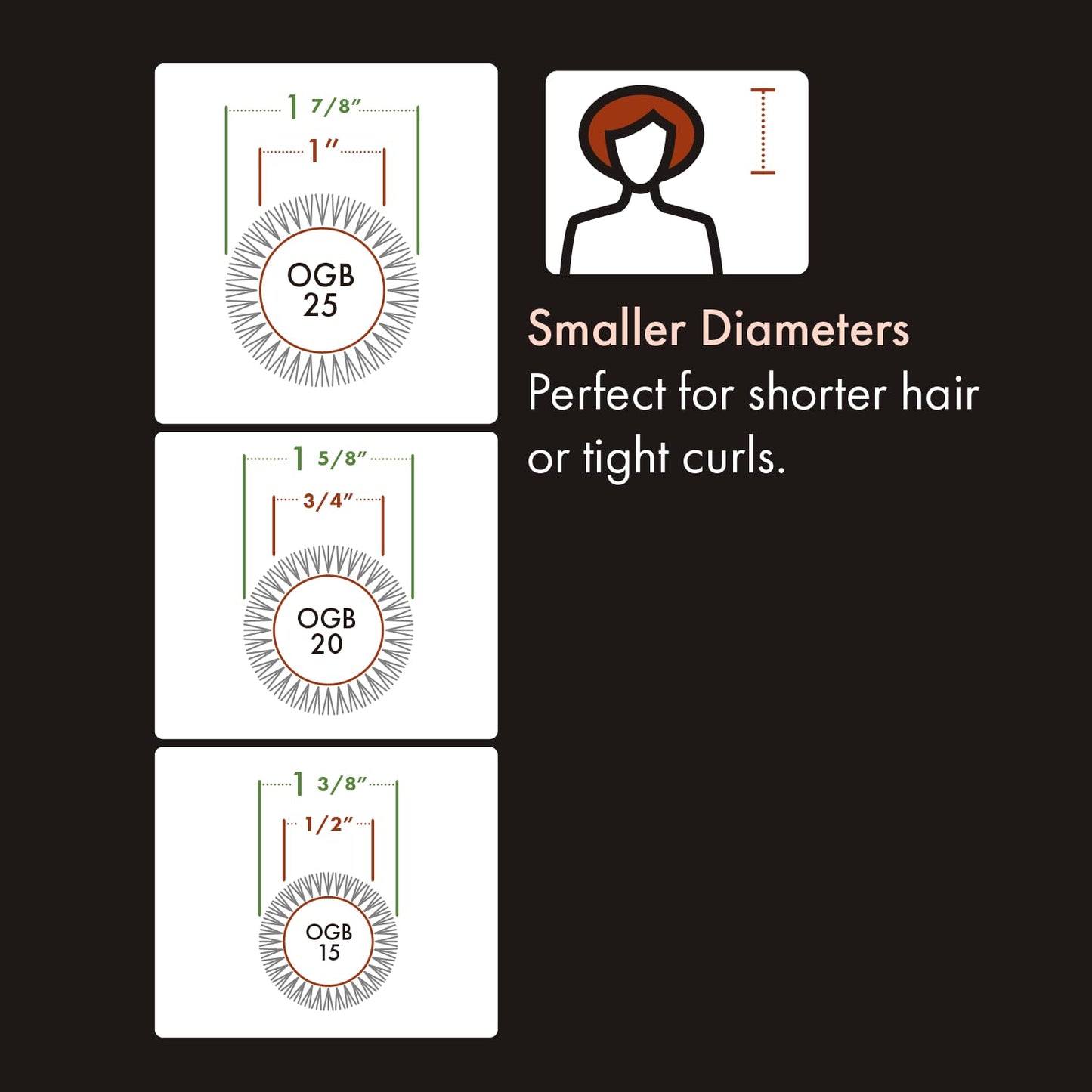 Olivia Garden OG Barber round brush with Ceramic Coated Barrel, quick drying and v-shaped bristles for easy styling on men hair, 3/4 inch