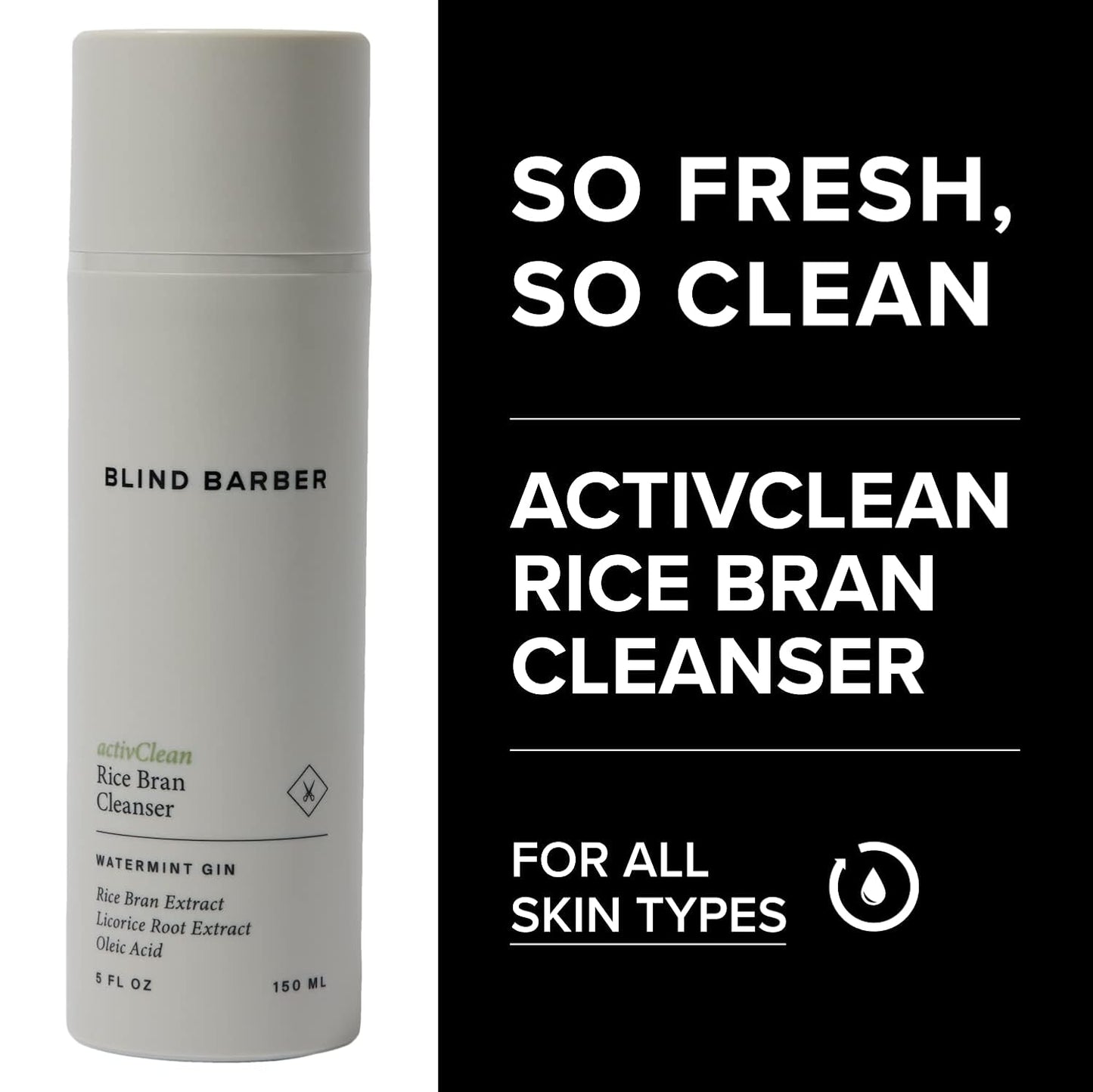 activClean Rice Bran Daily Face Cleanser for Men - Hydrating Foaming Facial Wash with Rice Bran Extract & Oleic Acid | 5oz