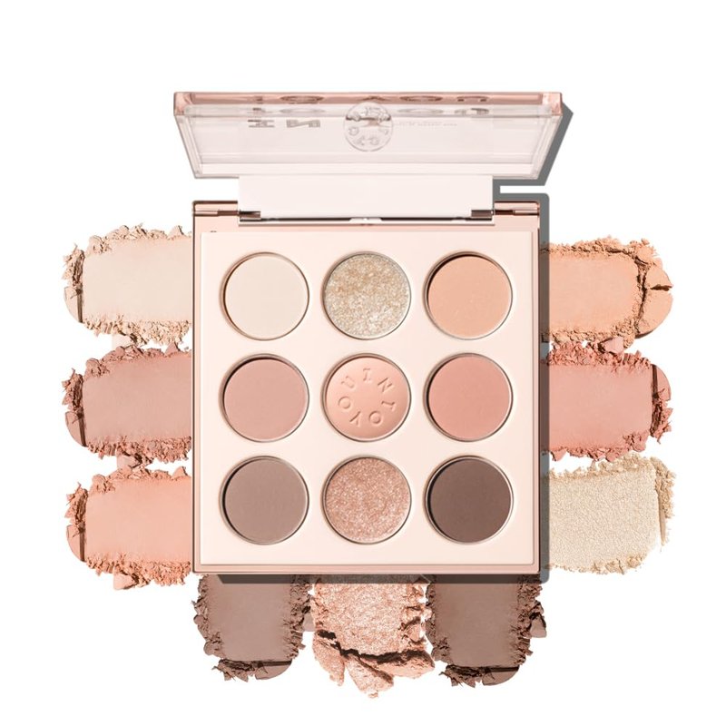 INTO YOU 9 Colors Eyeshadow Palette，Shimmer & Matte Shades Eye Shadow, Warm & Cool Pigments, Long Lasting，Smooth Formula，Metallic Nude Brown Rose Gold, Eye Make up，0.26 Oz