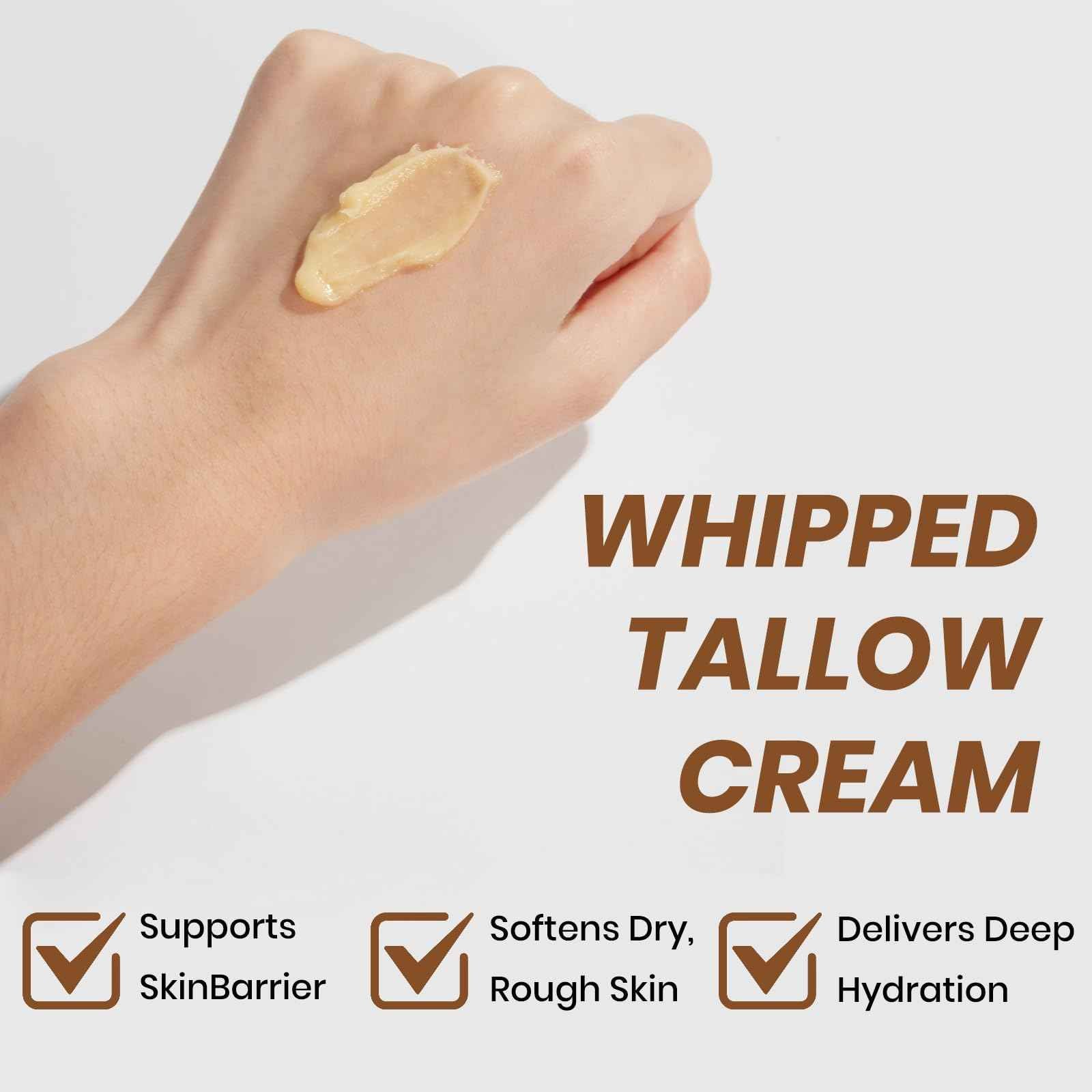 Beef Tallow for Skin, Tallow Face Moisturizer, Organic Grass-Fed Beef Tallow Balm with Raw Honey Blend, Hands, Body & Face Moisturizer, Natural Formula, Light Scent for Women and Men