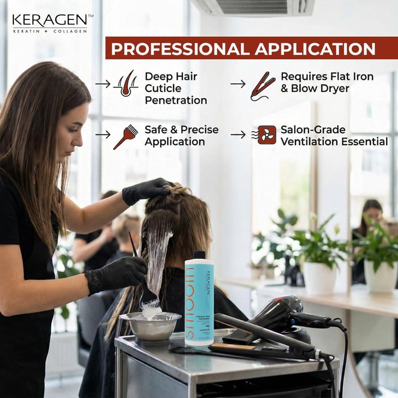 Keragen Brazilian Keratin Smoothing Treatment | Formaldehyde-Free Blowout for Frizzy, Dry, or Damaged Hair | Smooth, Silky Results | Fine to Medium Hair | 16 Oz