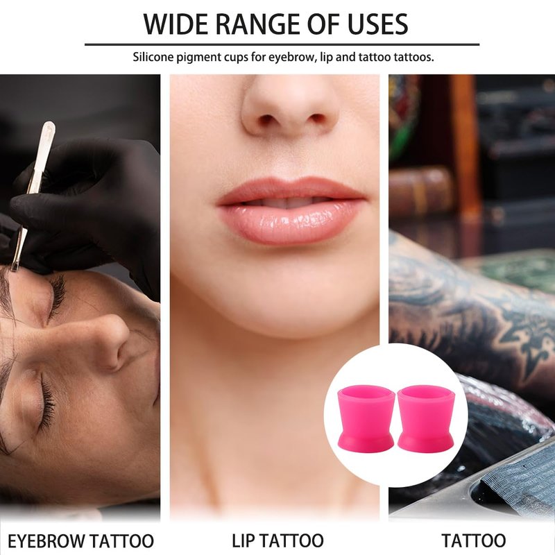 600Pcs Tattoo Ink Cup Disposable Silicone Tattoo Pigment Cup Pigment Cup Tattoo Pigment Holder for Eyebrow Lip Color, 2 Colors