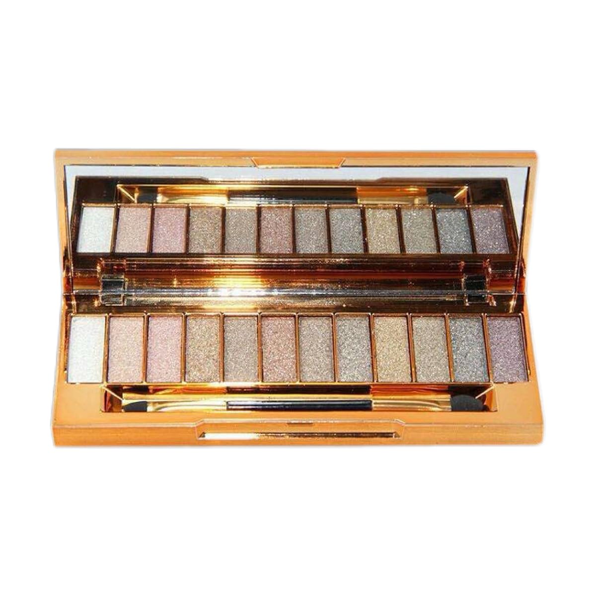 Glitter Eyeshadow Palette 12 Color Sparkle Waterproof Shimmer Make Up Palettes with Brush Mirror Highly Shining Pigmented Eyeshadow Palette for Date Party Dance Makeup (6# Daily Natural Color)