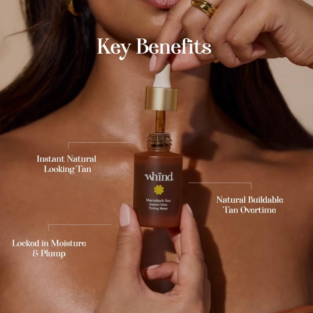 WHIND Marrakech Sun Instant Glow Tanner Drops - Lightweight Self-Tanner for Radiant Skin | 1oz / 30ml