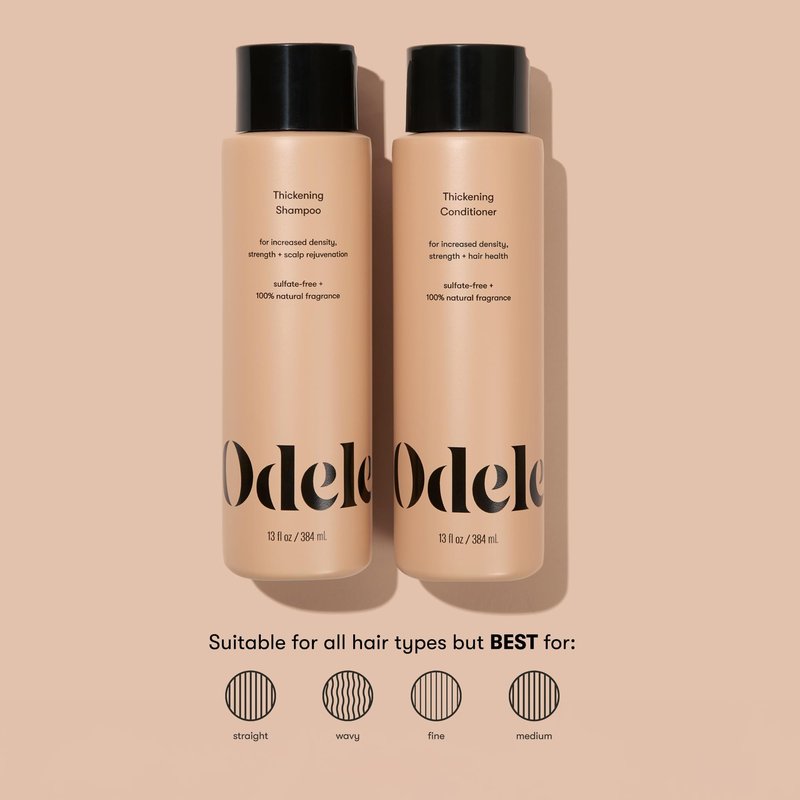 Odele Hair Thickening Shampoo and Conditioner Set, Increases Density & Strength, for Straight or Wavy Hair Types, 13 Fl Oz Each (Pack of 2)