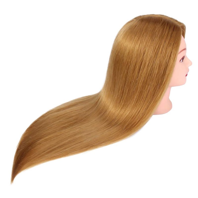 Mannequin Head with 80% Human Hair, TopDirect 24" Blonde Real Hair Cosmetology Mannequin Head Hair Styling Hairdressing Practice Training Doll Heads with Clamp Holder and Tools