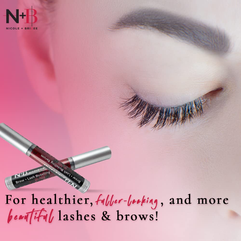 Nicole + Brizee N+B Lash Serum for Lashes & Eyebrows with Biotin, Squalene, Amino Acids & Provitamin B5 – Fuller Looking Eyelashes & Brows – USA Made 1 Pack