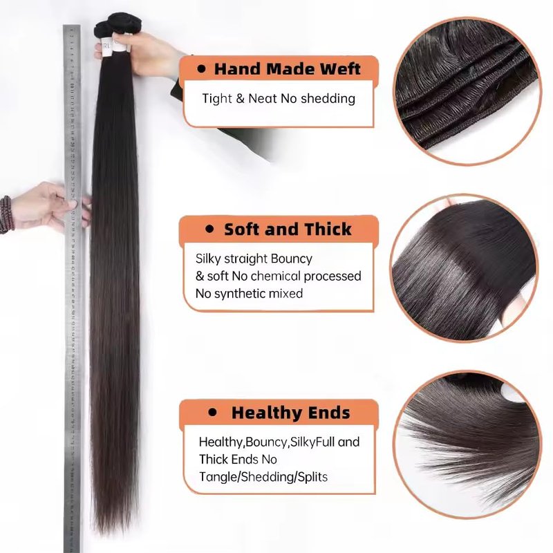 Raw Straight Human Hair Bundles - 100% Unprocessed Virgin Brazilian | Natural Black, 18 Inch, 95g