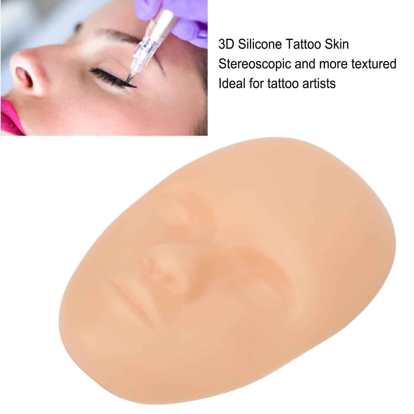10PCS 3D Microblading Practice Skin Head, Soft Silicone Tattoo Practice Skin for Eyebrow, Lip & Face Training, Reusable Permanent Makeup Practice Skins for Beginners & Professionals