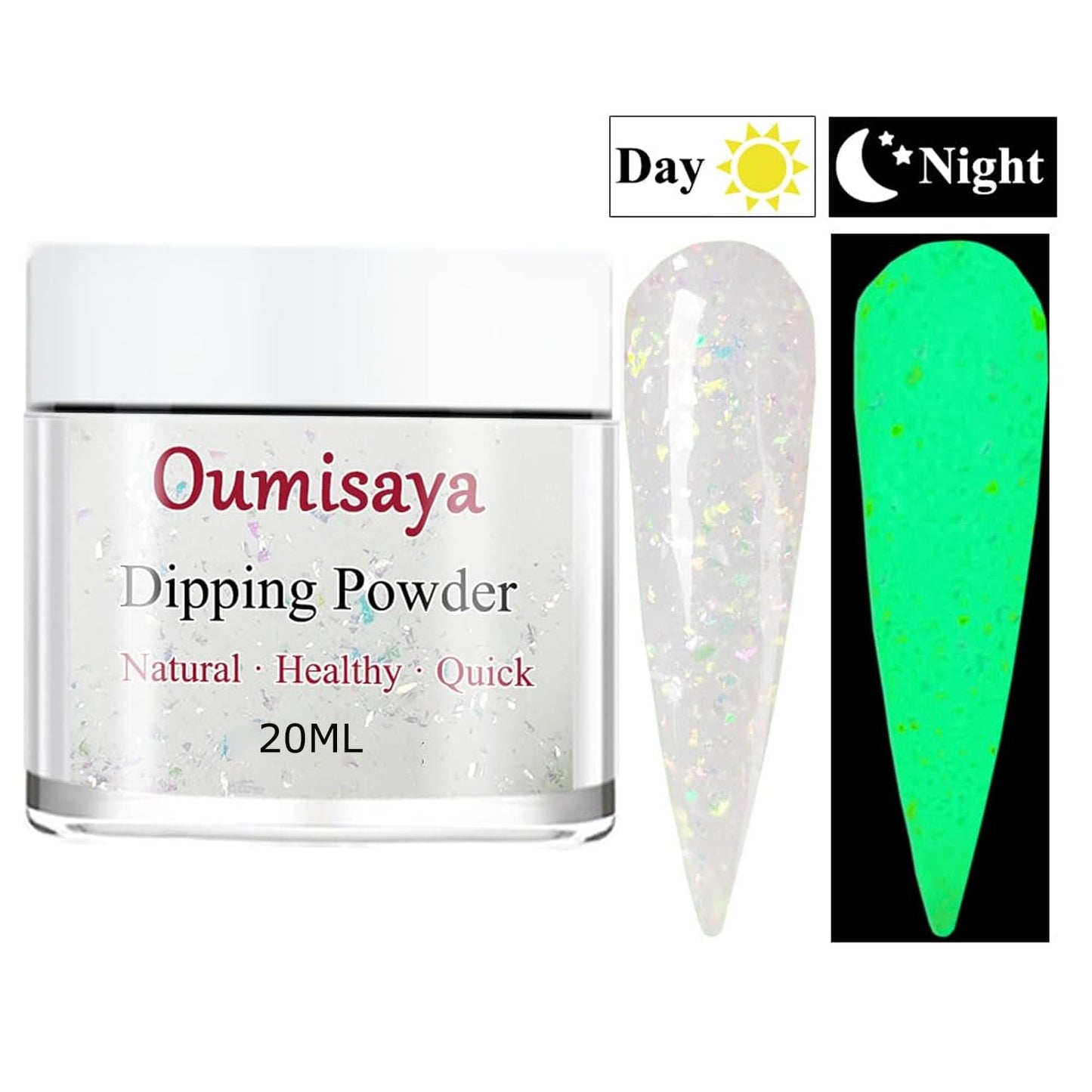 Glow in the Dark Nail Dip Powder Pink White French Colors Starter 8pcs Set