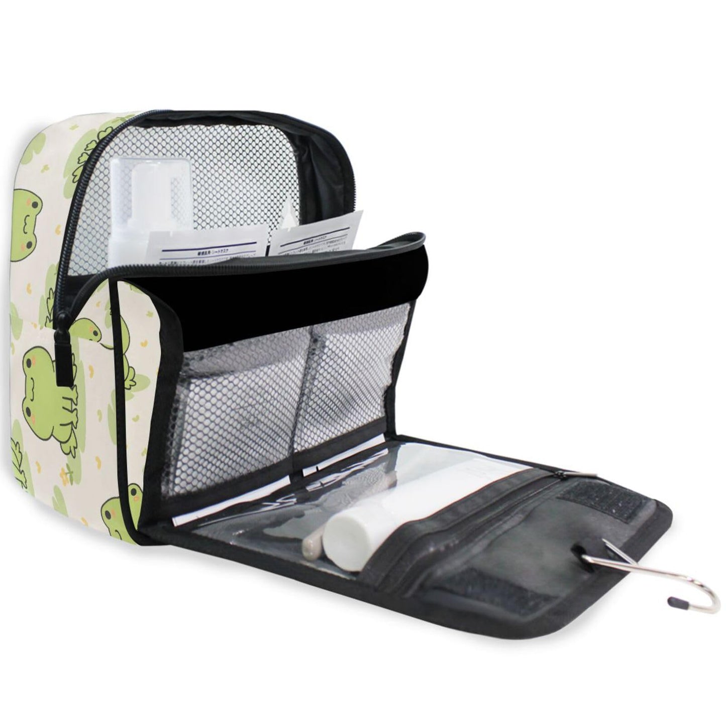 MNSRUU Hanging Toiletry Bag Cute Frog Makeup Travel bag for Toiletries Portable Toiletry Organizer Bags Clear Toiletry Cosmetic Kit
