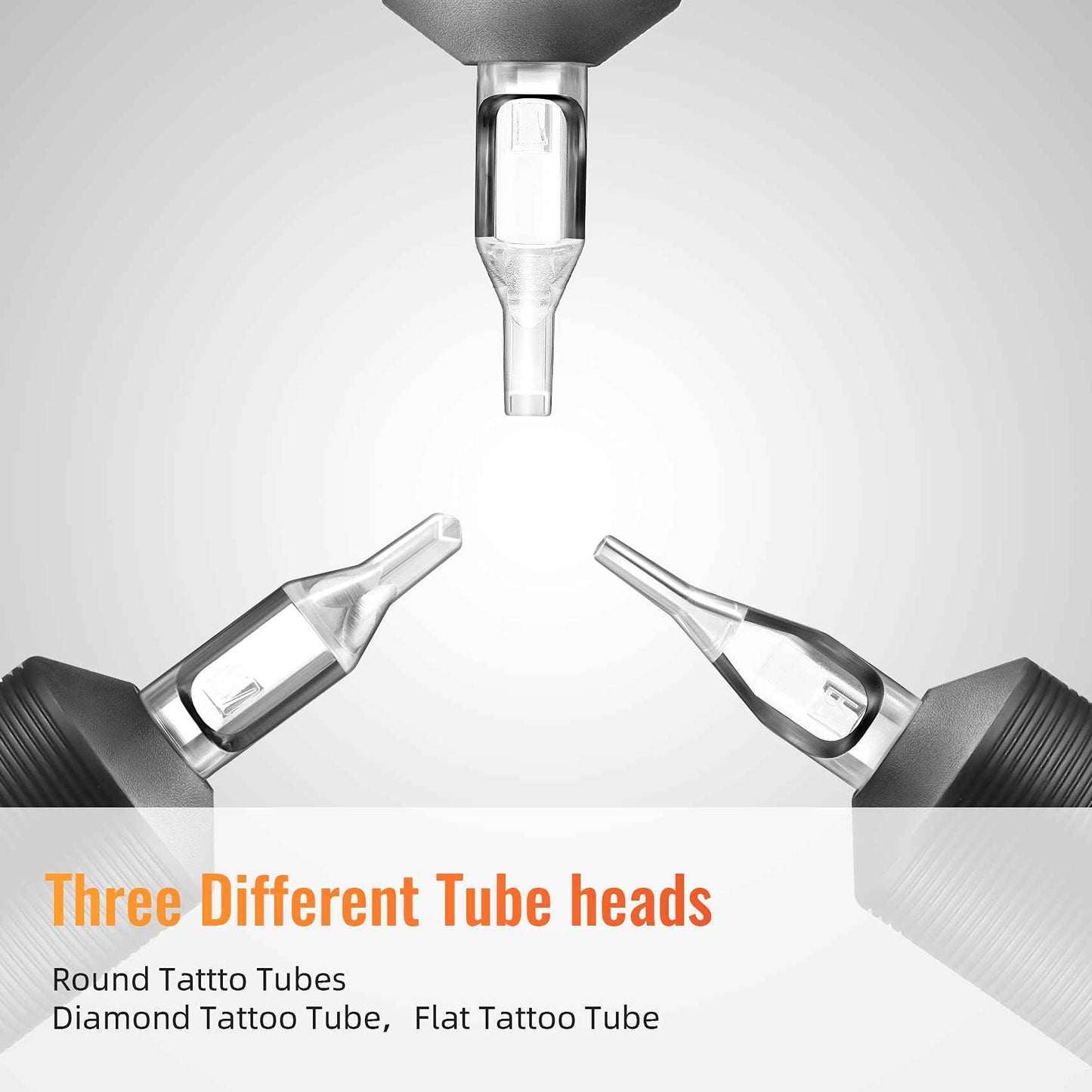 Keilend 25PCS 1 Inch 15 Mag Tubes with Soft Black Silicone, Disposable Tube Grips with Clear Long Tips, 15 Flat Tube for 14F, 15RM, 15M1, 29M2, 29RM2