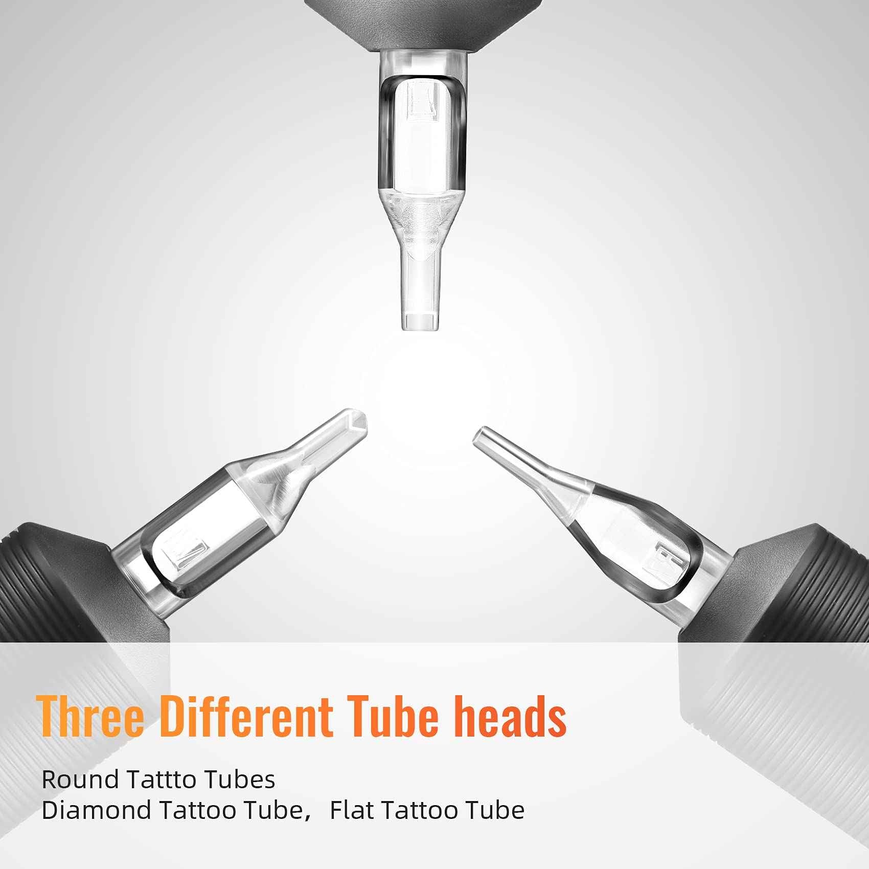 Keilend 25PCS 1 Inch 15 Mag Tubes with Soft Black Silicone, Disposable Tube Grips with Clear Long Tips, 15 Flat Tube for 14F, 15RM, 15M1, 29M2, 29RM2