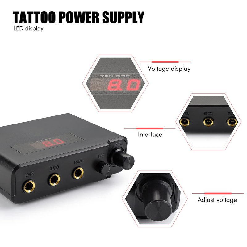 TATELF Rotary Tattoo Gun Pen Kit Professional Complete Machine Starter Set with 40pcs Cartridge Needles Power Supply Foot Pedal 21 Colors Ink for Beginners & Artists(Red)