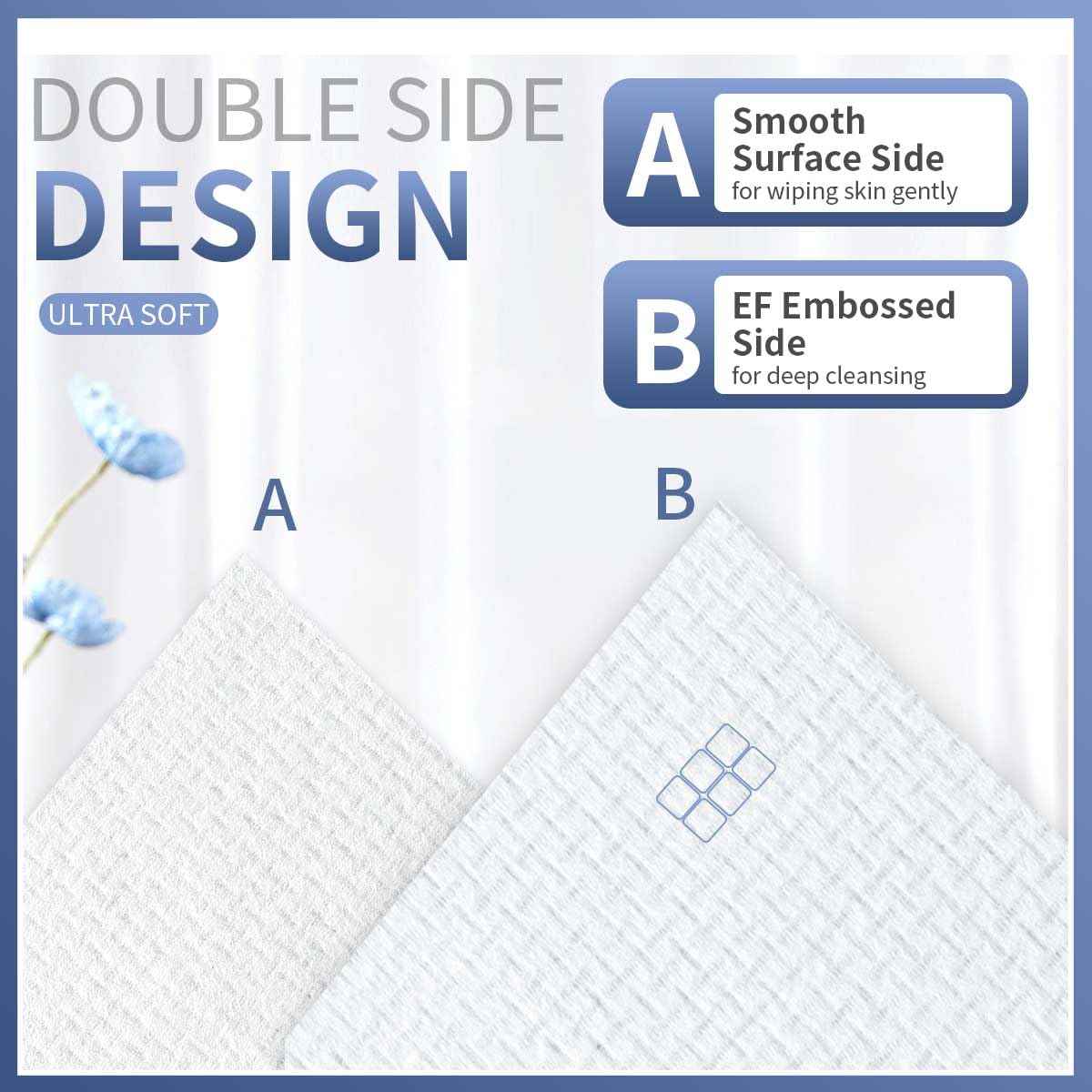 Poplar Pine Valley, Face Cleaning Towels, Makeup Remover Dry Wipes, Hyaluronic Acid, Skincare Towels for Face, Cleansing and Moisturizing, Cotton, Thick Soft, Travel, 50 Ct, 1 Pack