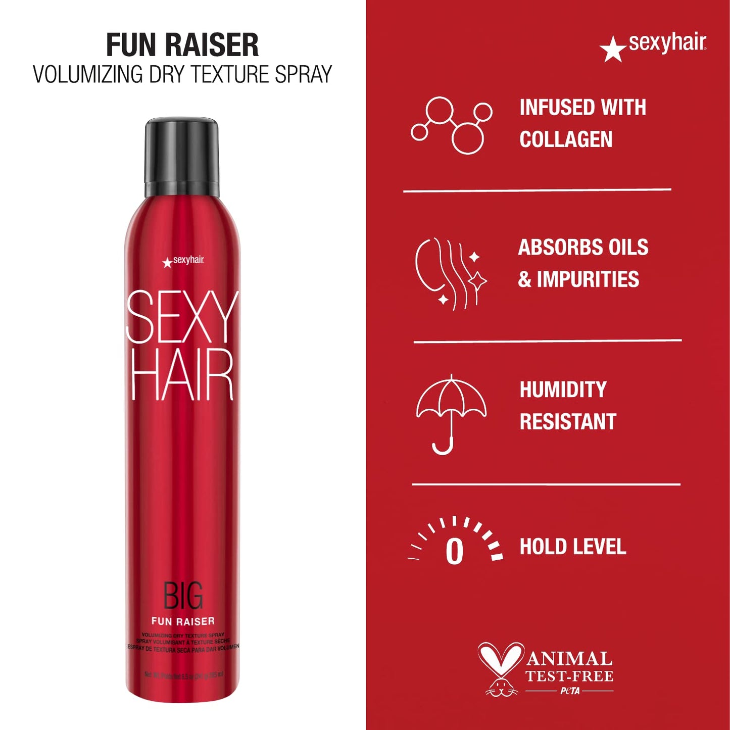 SexyHair Volumizing Dry Texture Spray - 48 Hour Hold & Humidity Resistance | 8.5 Oz for All Hair Types
