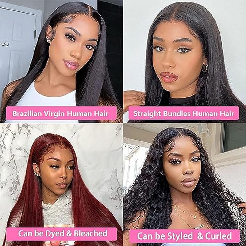 Rebasar Brazilian Straight Human Hair 3 Bundles 26 26 26 Inch 100% Unprocessed Virgin Weave Hair Human Bundles for Women Remy Straight Hair Extensions Natural Black Color Weft