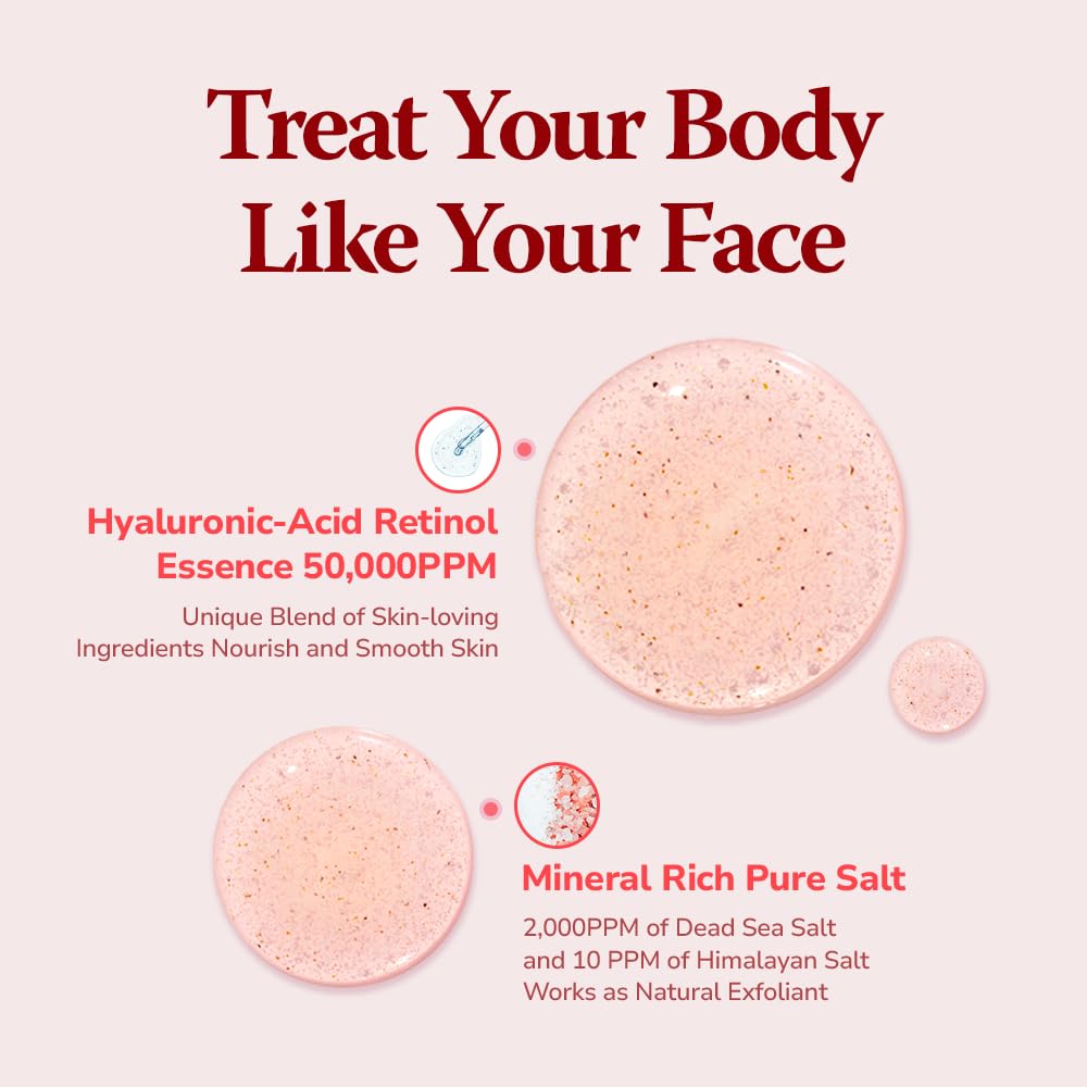 HIMALAYA PINKSALT Daily Scrub Body Wash Love Edition Gift Set – Exfoliating Body Scrub with Himalayan Pink Salt, Hyaluronic Acid & Retinol, Moisturizing Shower Gel, 14.4oz x2