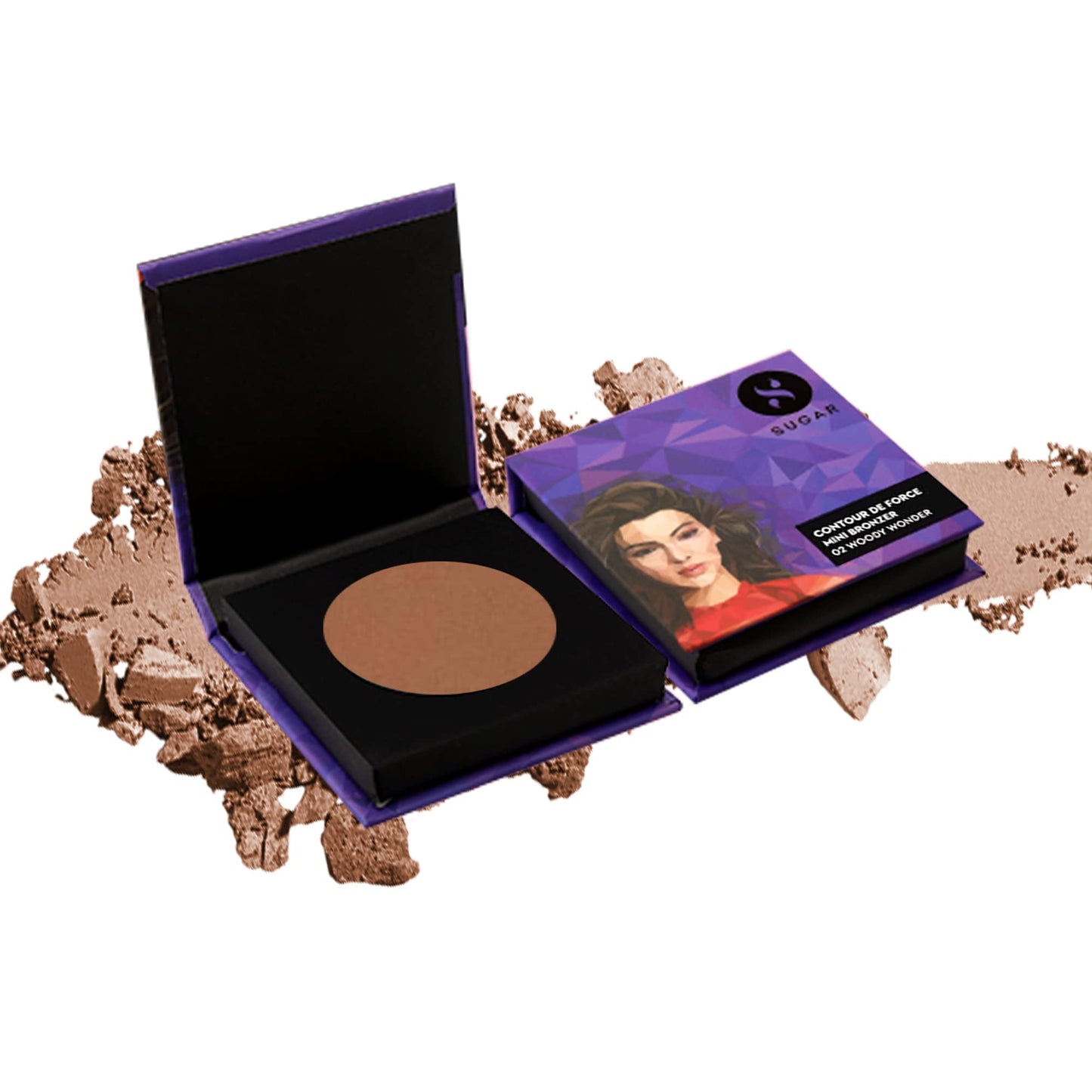 SUGAR Cosmetics Contour De Force Mini Bronzer - 02 Woody Wonder (Warm Brown) | Light Weight | Blendable & Long Lasting Lightweight, Easily Blendable, Illuminating Bronzer, Matte Finish