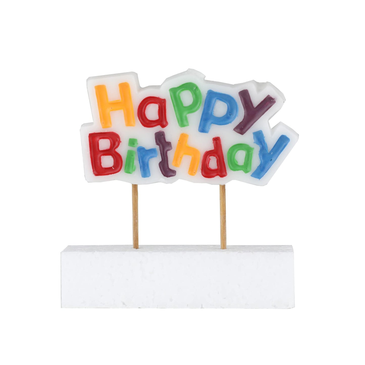 Chef Craft Select Happy Birthday Candle, 3 inch wide 1.5 inch tall, White