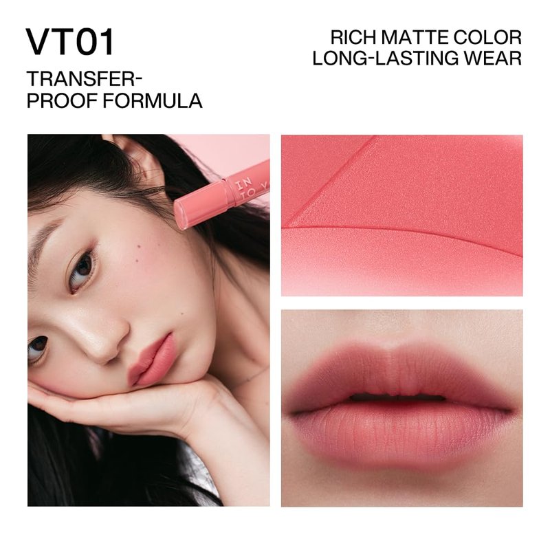 INTO YOU Velvet Matte Liquid Lipstick, Long-lasting Transfer-proof Lip Velvet Stain, Non-Sticky Waterproof Lip Tint, Smooth Silky Smudge-proof Lip Gloss, Full Coverage, for Women Makeup, VT01