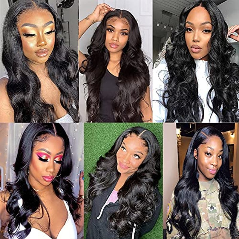 NC Body Wave Human Hair Wigs For Black Women Wig 4x4 Middle Part Lace Front Wigs Body Wave Lace Front Wig Human Hair Brazilian Virgin Hair Body Wave Lace Closure Wig Natural Black(26inch) ¡¦
