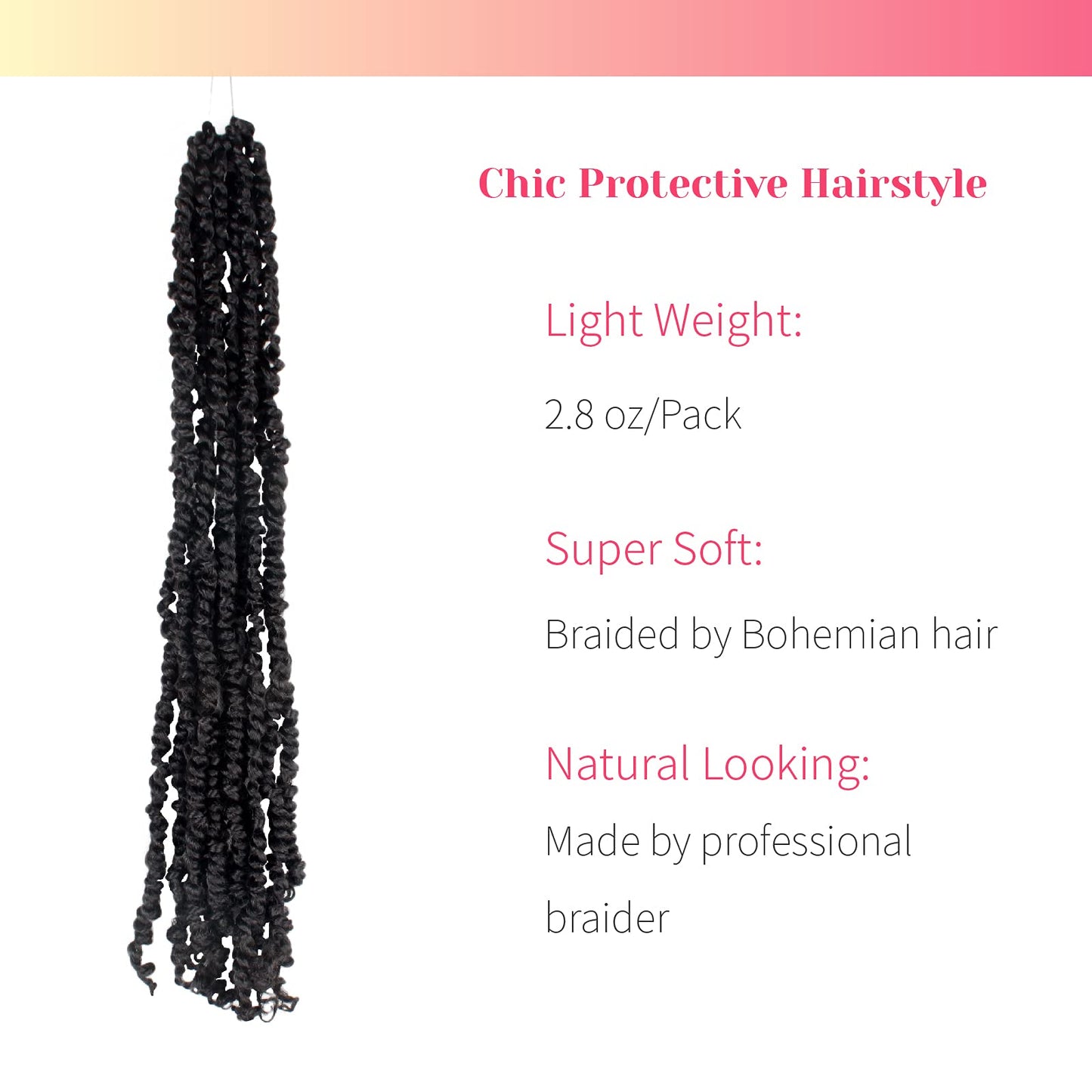 BOHOBABE Passion Twist Crochet Hair 24 Inch for Black Women, Pre-twisted,2#