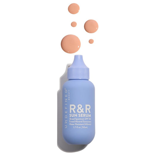 Undefined R&R Sun Serum SPF 50 PA++++ Mineral Sunscreen with Niacinamide, Water Resistant Broad Spectrum Protection & Blue Light Defense (Light Tint)