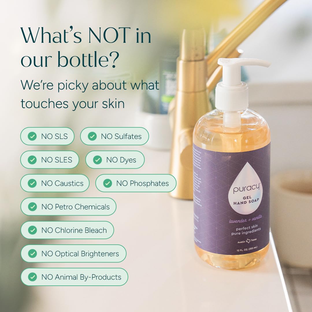 Puracy Foaming Hand Soap Refill - Plant-Powered Natural Hand Soap As Seen on TikTok, Non-Toxic, Sulfate-Free Liquid Soap, Moisturizing Foam Handwash Liquid (Lavender & Vanilla, 48 fl oz)