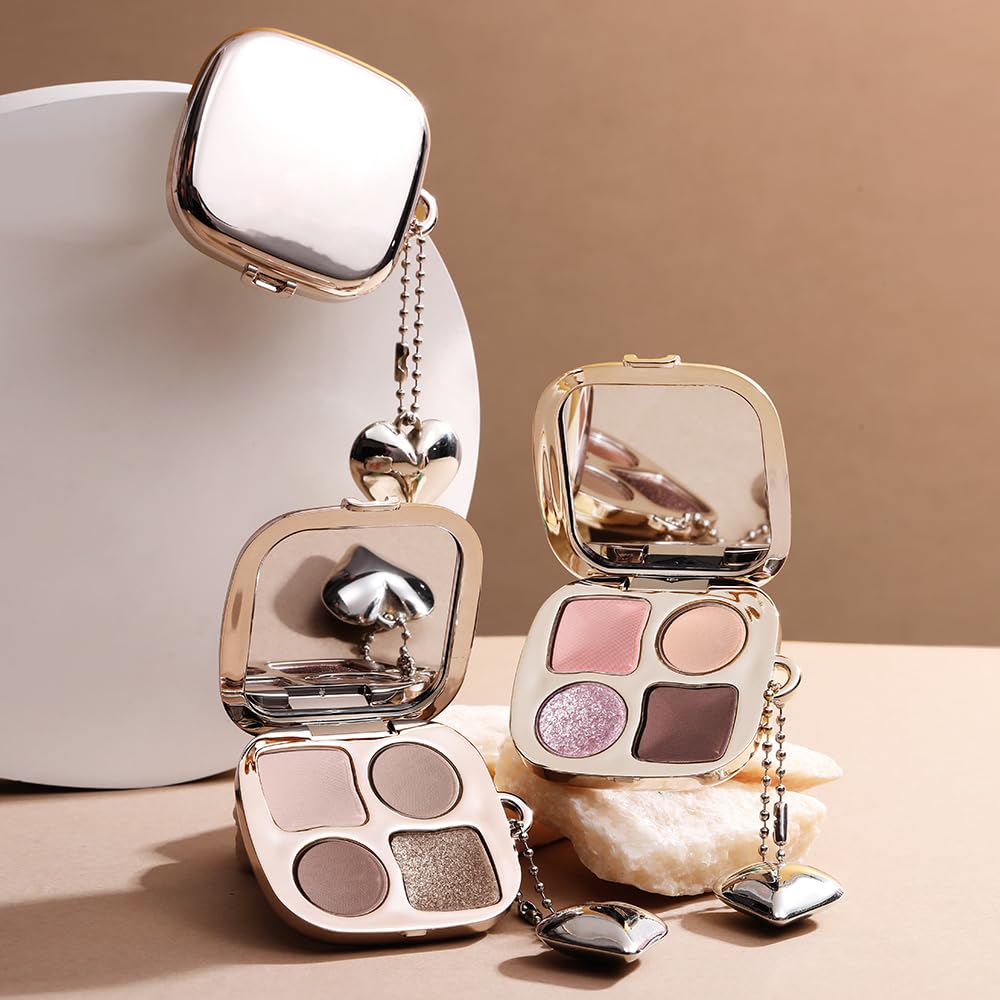 Warm Neutral Nude Eyeshadow Palette - Matte & Shimmer High Pigment | Mini Everyday Makeup with Mirror for All Eye Colors