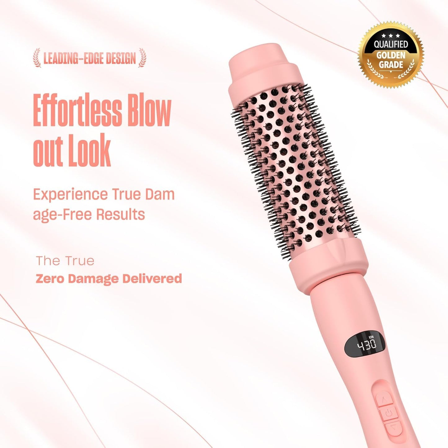 Upgraded Thermal Brush by BeKind Twist Pro - 1.5 Inch Versatile Heated Round, Effortless Curling Hair Styling Tools, Negative Ion Blow Out Hot Round Brush, 20s Fast Heats (Peach)