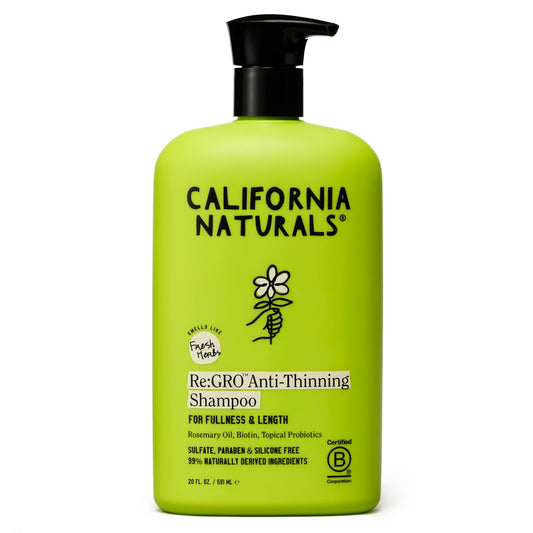 California Naturals Mens Re:GRO Shampoo for Hair Growth Support, Hair Care & Scalp Care with Biotin, All Hair Types, Vegan, Natural, Cruelty Free, Silicone, Paraben & Sulfate Free, for Men, 20 fl oz