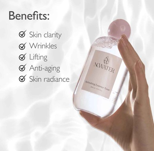 NOWATER Collagen Facial Toner – Collagen, Glutathione, Salmon Egg Extract – Boosts Elasticity, Hydration & Firming – Daily Wrinkle Care Face Toner, Korean Skincare (10.14 fl oz)