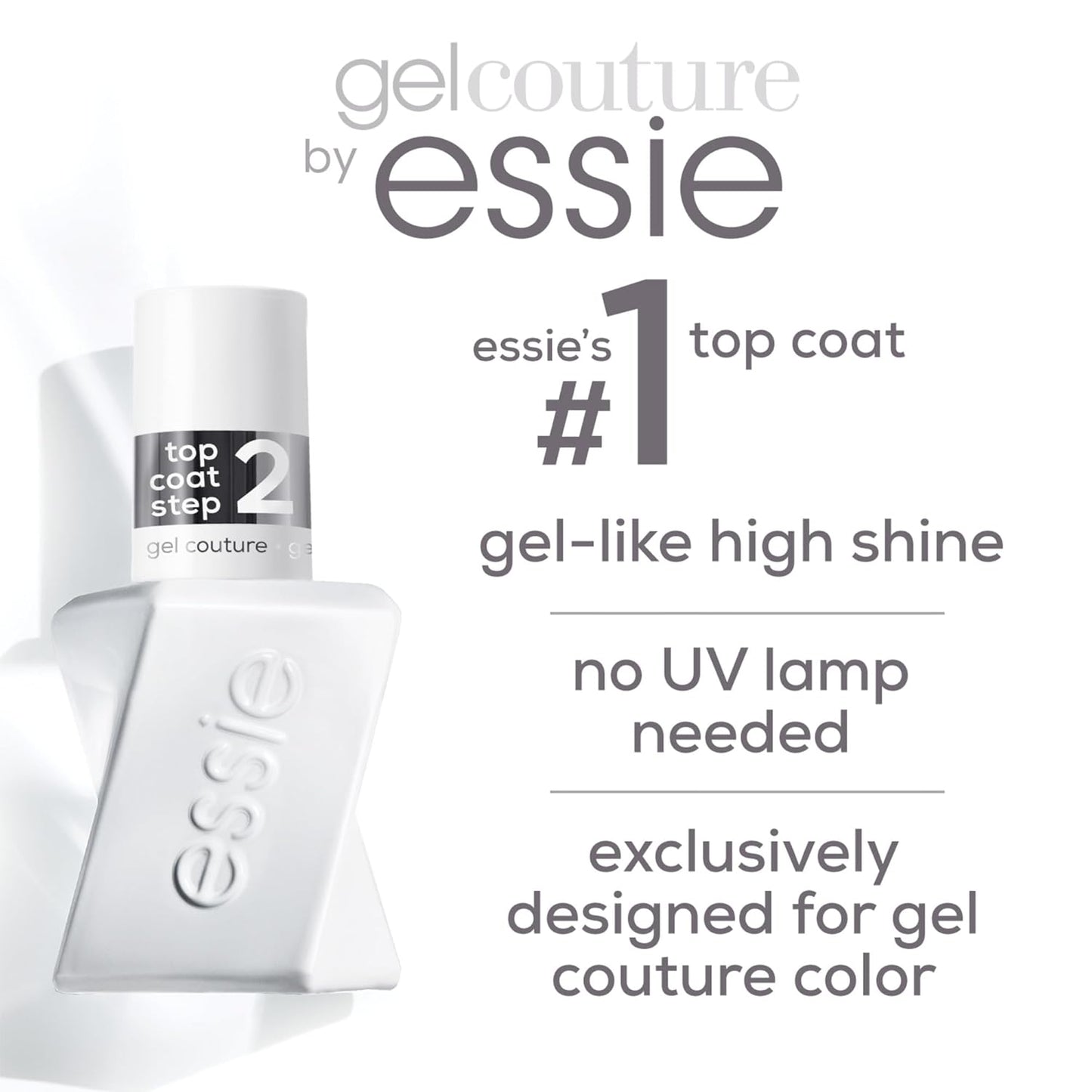 Essie Gel Couture Nail Polish - Long-Lasting Vegan Clear Top Coat | 0.46 fl oz