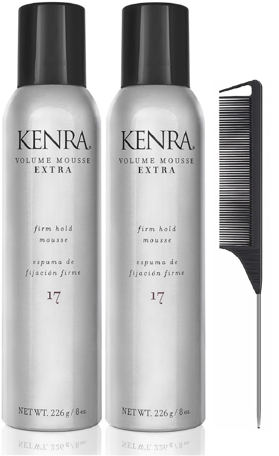 Volume Extra Volume Mousse #17 8 Ounce Pack Of 2 And Black Steel Comb