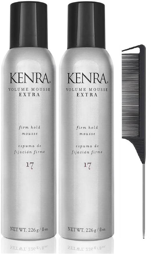 Volume Extra Volume Mousse #17 8 Ounce Pack Of 2 And Black Steel Comb