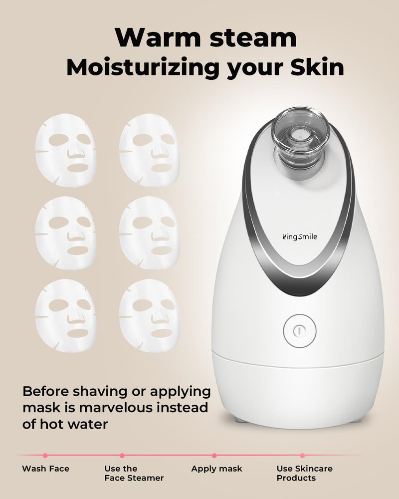 Kingsmile Facial Steamer for Face, 3 in 1 Face Steamer for Facial Deep Cleaning, Compact Nano Steamer - Aromatherapy, Adjustable Nozzle Warm Steam for Home SPA, Face Steamer for Sinuses with Hairband