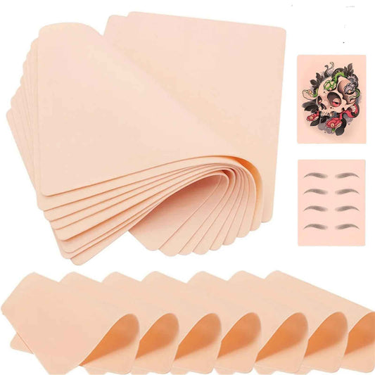 Yuelong 20pcs Tattoo Practice Skins, 1.3mm Fake Skin Soft Silicone Pads Tattooing Microblading Lips Practice Skins for Beginners and Experienced Artists
