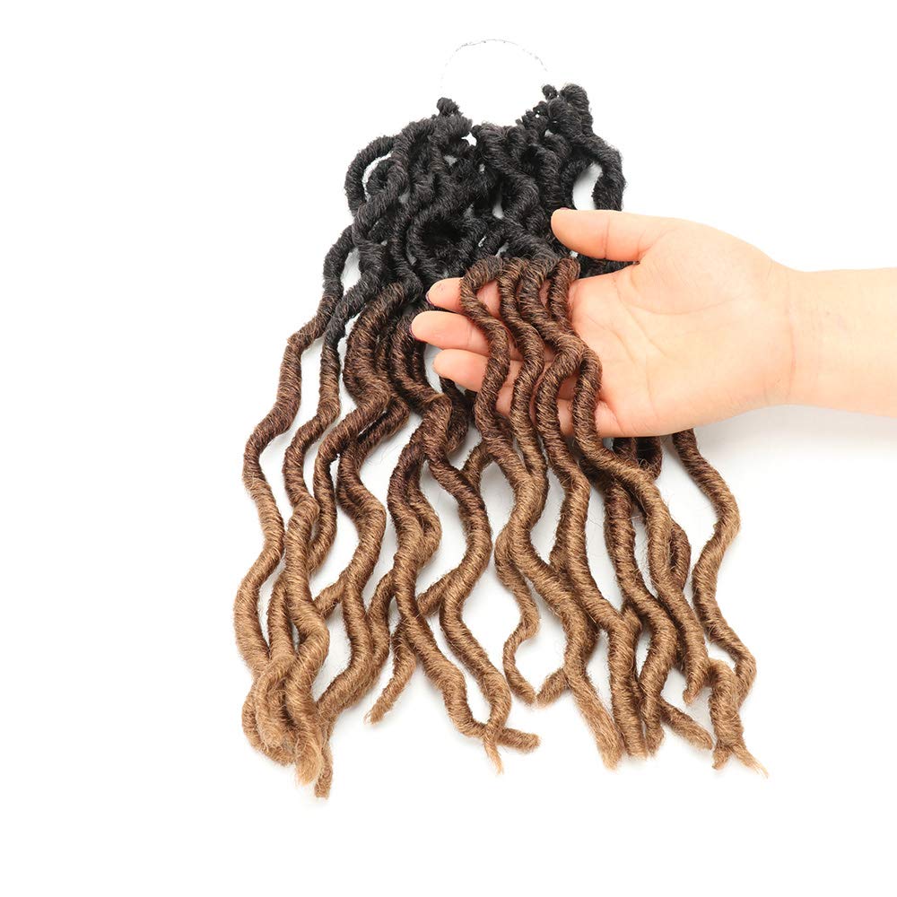 Eliza 14 Inch Wavy Gypsy Locs Ombre Red Soft Locs Crochet Hair 6 Packs Goddess Faux Locs Crochet hair African Roots Synthetic Braiding Hair Extensions for Black Women(14",6Packs, OM3T430)
