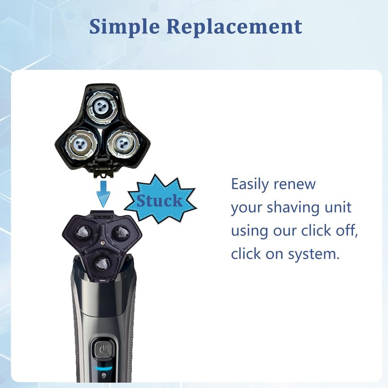 SH71 Replacement Rotary Head Fit for Philips Norelco Shaver Series 7000 and Series S5500, Metal Wheel Buckle and Upgrade 15 Precision Blades (Blue)