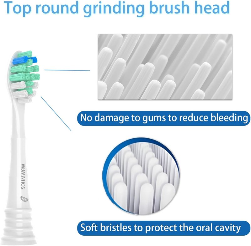 Replacement Toothbrush Heads for Philips Sonicare C2 - 6 Pack, High-Quality Bristles for Superior Cleaning
