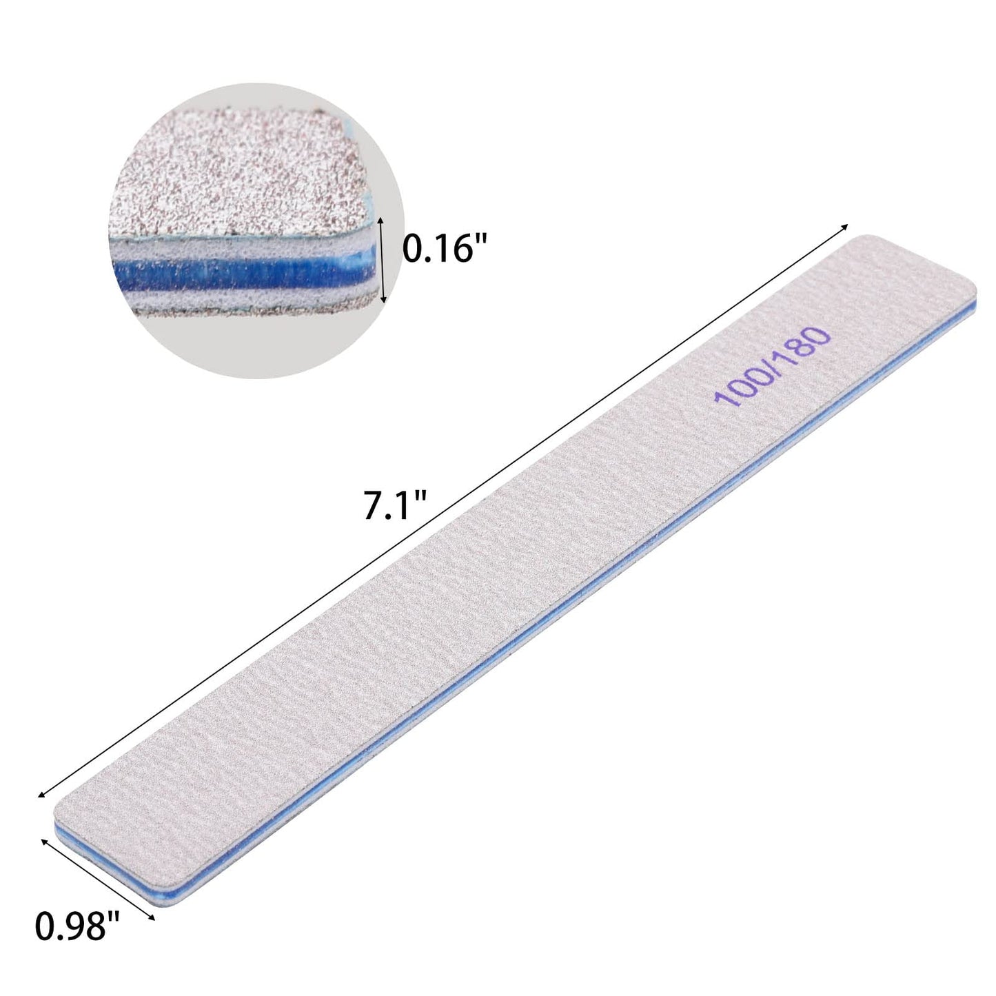 100 Pcs Black Nail Files 100/180 Grit Professional Double Sided Emery Boards Coarse and Medium Grit Rectangle Buffering File for Acrylic Nails