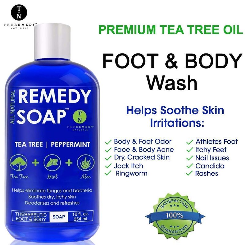 Tea Tree Oil Body Wash & Foot Soak Set - Epsom Salt Mint | Relieves Body Odor, Athlete’s Foot, Skin Irritations
